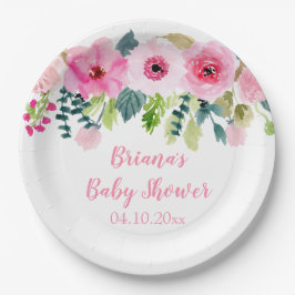 Baby shower van roze Floral Girl Papieren Bordje