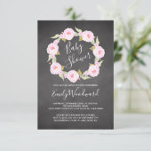 Baby shower van roze Floral met schaarste van het  Kaart (Staand voorkant)
