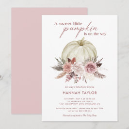 Baby shower van roze Floral Pumpkin Girl Kaart