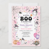 Baby shower van roze Ghost Halloween Boo Girl Kaart (Voorkant)