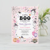 Baby shower van roze Ghost Halloween Boo Girl Kaart (Staand voorkant)