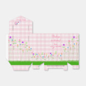 Baby shower van roze Gingham Colorful Flowers- Bedankdoosjes (Uitgevouwen)