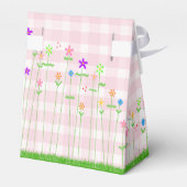 Baby shower van roze Gingham Colorful Flowers- Bedankdoosjes (Achterkant)
