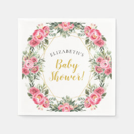 Baby shower van roze goudponden servet