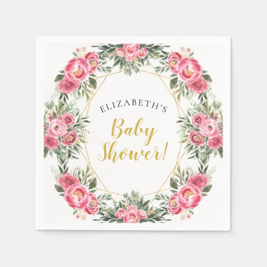 Baby shower van roze goudponden servet (Voorkant)