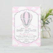 Baby shower van roze hotline ballonmeisje kaart (Staand voorkant)