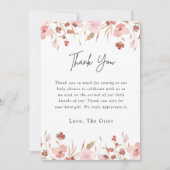 Baby shower van roze kalveren bedankkaart (Voorkant)