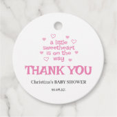 Baby shower van roze meiden bedankjes labels (Voorkant)
