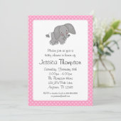 Baby shower van roze olifant poka Dots Kaart (Staand voorkant)