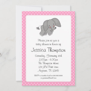 Baby shower van roze olifant poka Dots Kaart