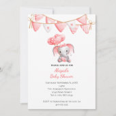 Baby shower van roze olifantenballonnen kaart (Voorkant)