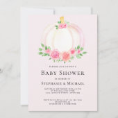 Baby shower van roze pompoenen kaart (Voorkant)