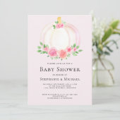 Baby shower van roze pompoenen kaart (Staand voorkant)