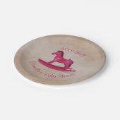 Baby shower van roze Rocking Horse Papieren Bordje (Gekanteld)