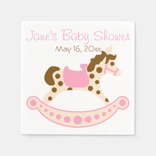 Baby shower van roze Rocking Horse Servet (Voorkant)