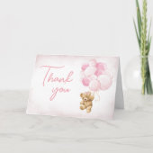 Baby shower van roze Teddy Bear-ballonnen Bedankkaart (Voorkant)