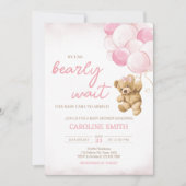 Baby shower van roze Teddy Bear-ballonnen Kaart (Voorkant)