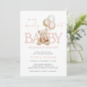 Baby shower van roze Teddy Bear-ballonnen Kaart (Staand voorkant)