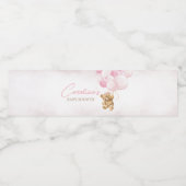 Baby shower van roze Teddy Bear-ballonnen Waterfles Etiket (Enkel label)