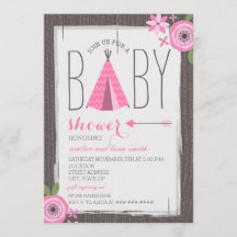 Baby shower van roze tipi Floral Girl