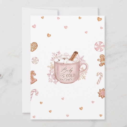 Baby shower van roze wintermeisje kaart (Achterkant)