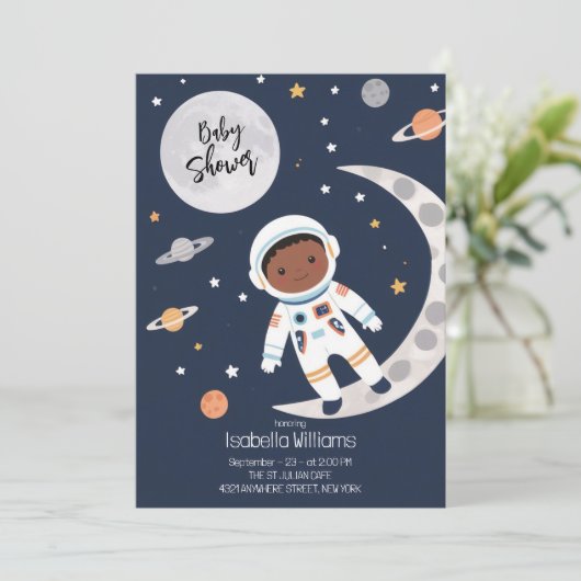 Baby shower van ruimtevaarder kaart (Staand voorkant)