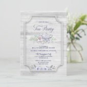 Baby shower van Rustic Wood Tea Party Kaart (Staand voorkant)