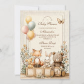 Baby shower van Rustic Woodland Friends Kaart (Voorkant)