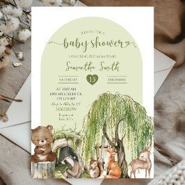 Baby shower van Sage Green Woodland Animals Kaart