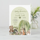 Baby shower van Sage Green Woodland Animals Kaart (Staand voorkant)
