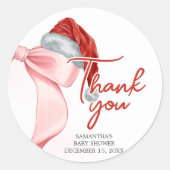 Baby shower van Santa Winter Ronde Sticker (Voorkant)