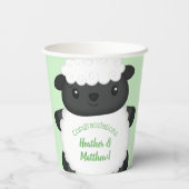 Baby shower van schapen Groen Papieren Bekers (Achterkant)