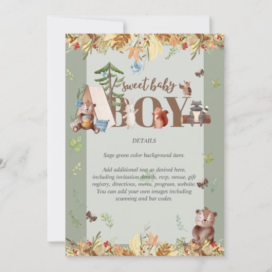 Baby shower van schattig Beer-kampeer in (Achterkant)