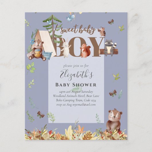 Baby shower van schattig Beer-kampeer in (Voorkant)