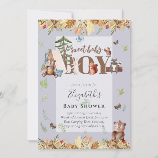 Baby shower van schattig Beer-kampeer in (Voorkant)