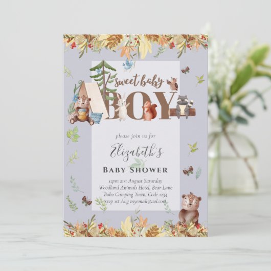 Baby shower van schattig Beer-kampeer in (Staand voorkant)