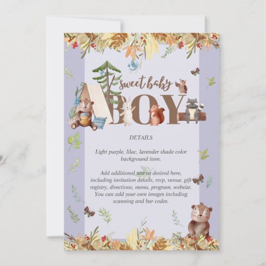 Baby shower van schattig Beer-kampeer in (Achterkant)