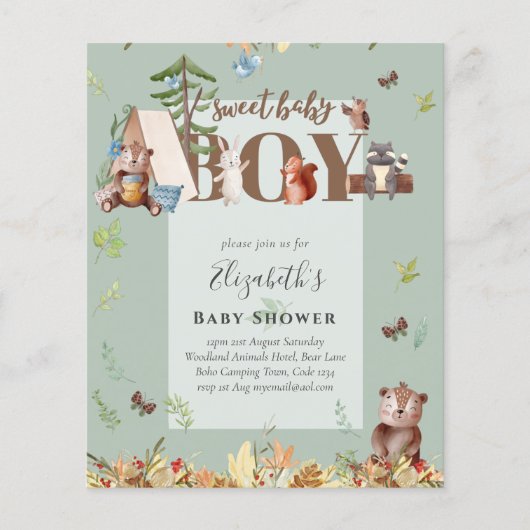 Baby shower van schattig Beer-kampeer in Flyer (Voorkant)