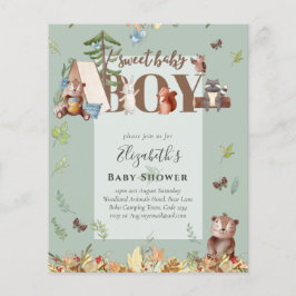 Baby shower van schattig Beer-kampeer in Flyer