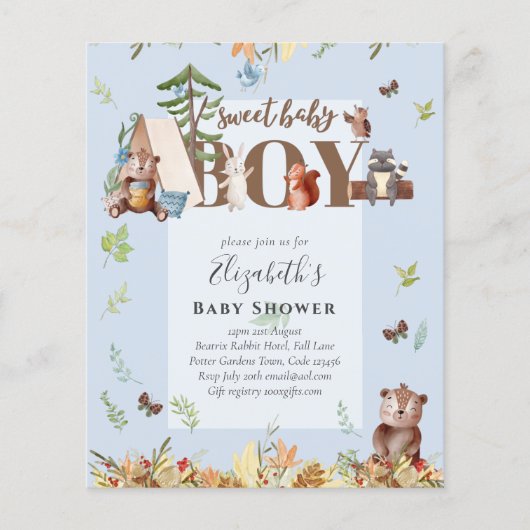 Baby shower van schattig Beer-kampeer in Flyer (Voorkant)