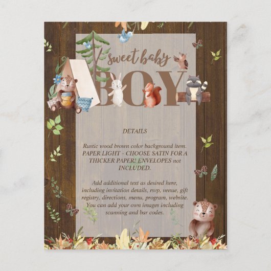 Baby shower van schattig Beer-kampeer in Flyer (Achterkant)