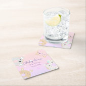 baby shower van schattig dier donuteert monogram kartonnen onderzetters (Insitu)