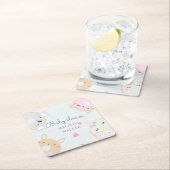 baby shower van schattig dier donuteert monogram kartonnen onderzetters (Insitu)