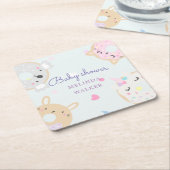 baby shower van schattig dier donuteert monogram kartonnen onderzetters (Schuin)