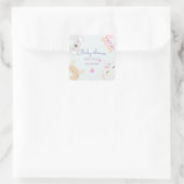 baby shower van schattig dier donuteert monogram vierkante sticker (Tas)