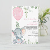Baby shower van schattige olifantengroen kaart (Staand voorkant)