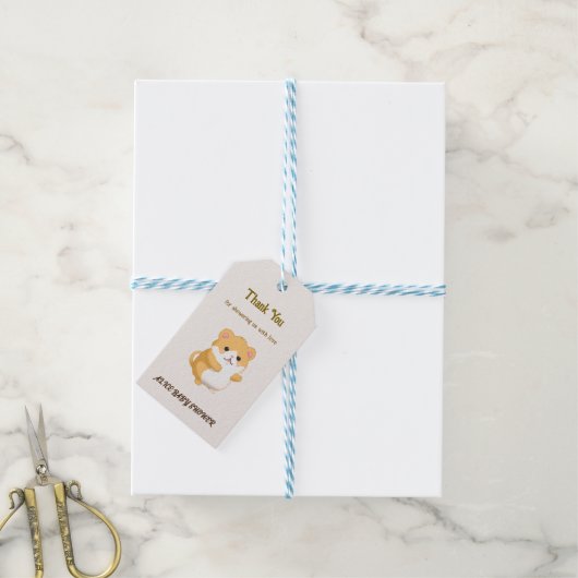 Baby shower van Schattigee hamster Cadeaulabel (Met Touw)