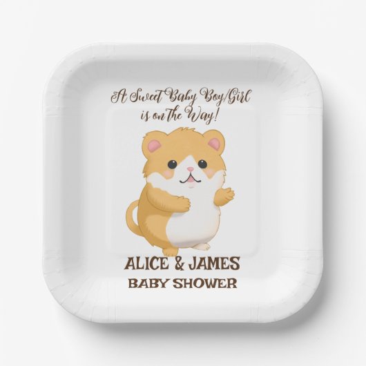 Baby shower van Schattigee hamster Papieren Bordje (Voorkant)