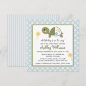Baby shower van schildpadden met dagen voor jongen kaart (Voorkant / Achterkant)