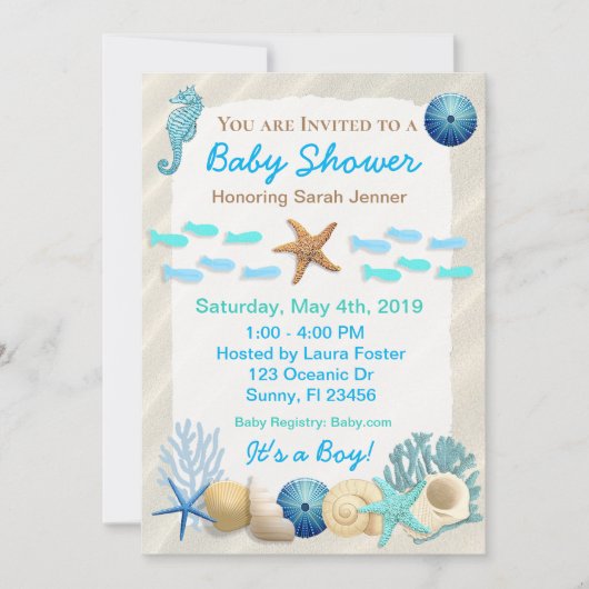 Baby shower van Seaside Oceanic Boy Kaart (Voorkant)